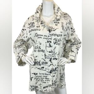 NWT Courtney Washington Black & White Graffiti Blouse